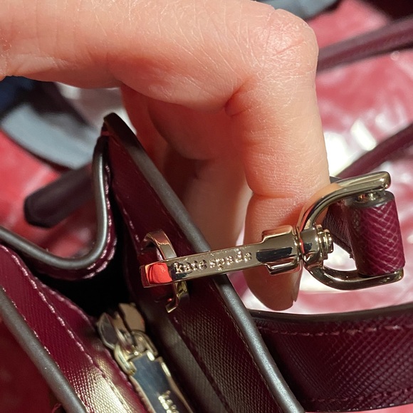 Kate Spade Burgundy Floral glitter Satchel - Picture 5 of 12